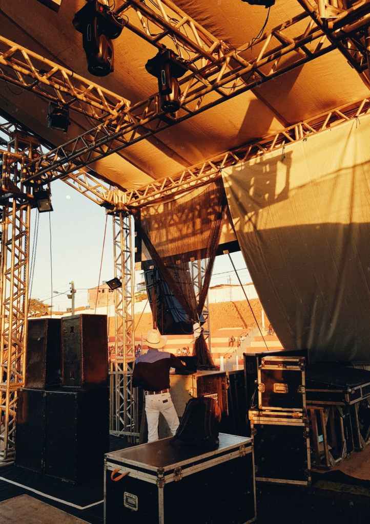 metal concert stage setup